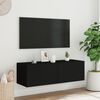 vidaXL TV Wall Cabinet with LED Lights Black 100x35x31 cm