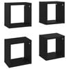vidaXL Wall Cube Shelves 4 pcs Black 22x15x22 cm