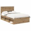 vidaXL Bed Frame with Drawer Artisian Oak 135 x 190 cm Solid Pine Wood