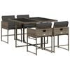 vidaXL 5 Piece Garden Dining Set with Cushions Grey Poly Rattan