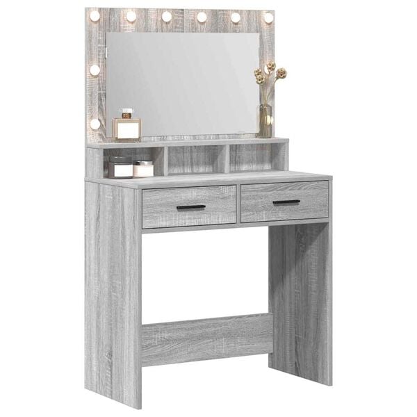 vidaXL Dressing Table Grey Sonoma 79 x 41 x 135 cm Engineered Wood