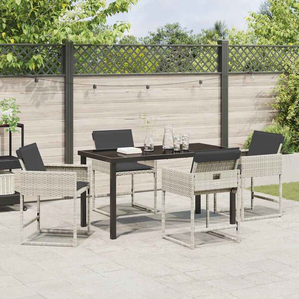 vidaXL Garden Dining Set 5 pcs Light Grey Poly Rattan