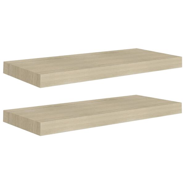 vidaXL Floating Wall Shelves 2 pcs Oak 60x23.5x3.8 cm MDF
