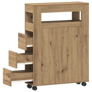 vidaXL Narrow Bathroom Cabinet with Wheels Artisian Oak Engineered Wood