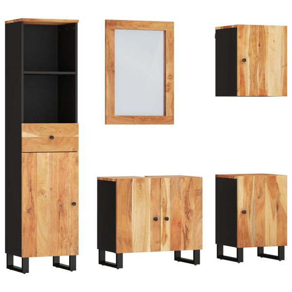 vidaXL 5 Piece Bathroom Furniture Set Solid Wood Acacia