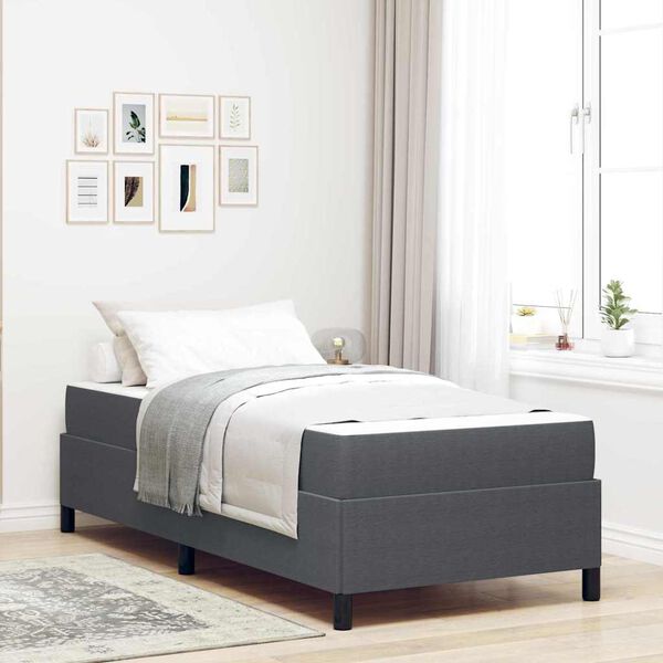 vidaXL Bed Frame with Mattress Dark Grey 90 x 200 cm Fabric