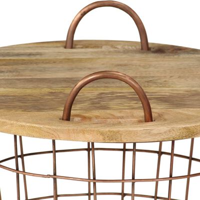 vidaXL Coffee Table/Basket Set 2 Pieces Solid Mango Wood 55x50 cm