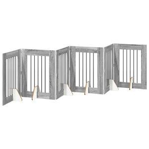 vidaXL Foldable Dog Gate with Stands 6 pcs Grey Sonoma 362 cm