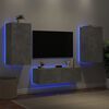 vidaXL 3 Piece TV Wall Cabinets with LED Lights Concrete Grey