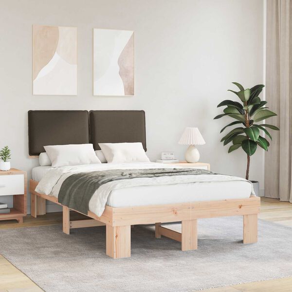 vidaXL Bed Frame with Upholstered Headboard Taupe 120 x 200 cm