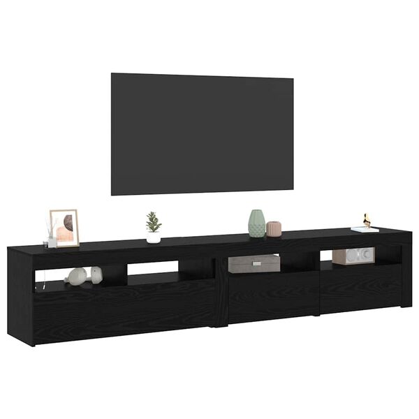 vidaXL TV Cabinet 2 pcs Black Oak 210 x 35 x 40 cm Engineered Wood