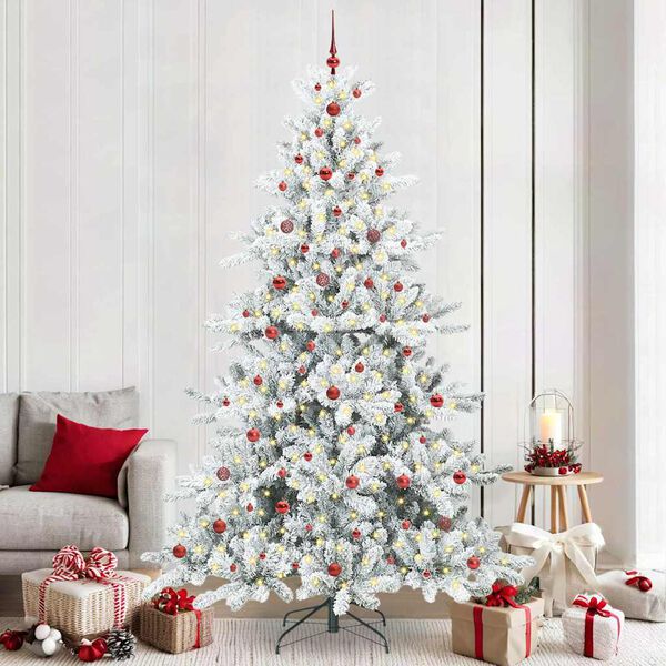 vidaXL Artificial Hinged Christmas Tree White 240 cm PVC and Steel