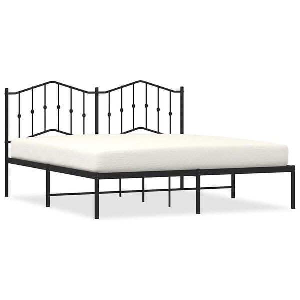 vidaXL Metal Bed Frame without Mattress with Headboard Black 183x213cm