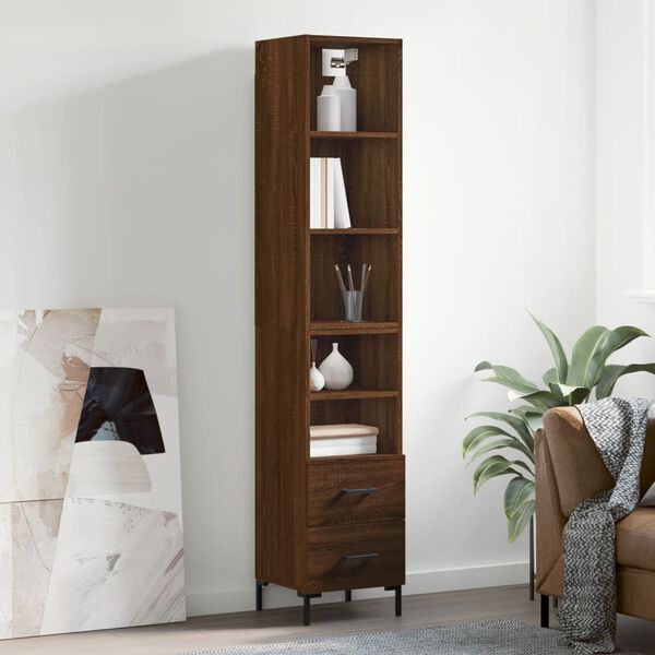 vidaXL Highboard Brown Oak 34.5x34x180 cm Engineered Wood