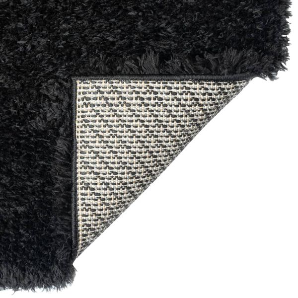 vidaXL High Pile Shaggy Rug Black 140x200 cm 50 mm