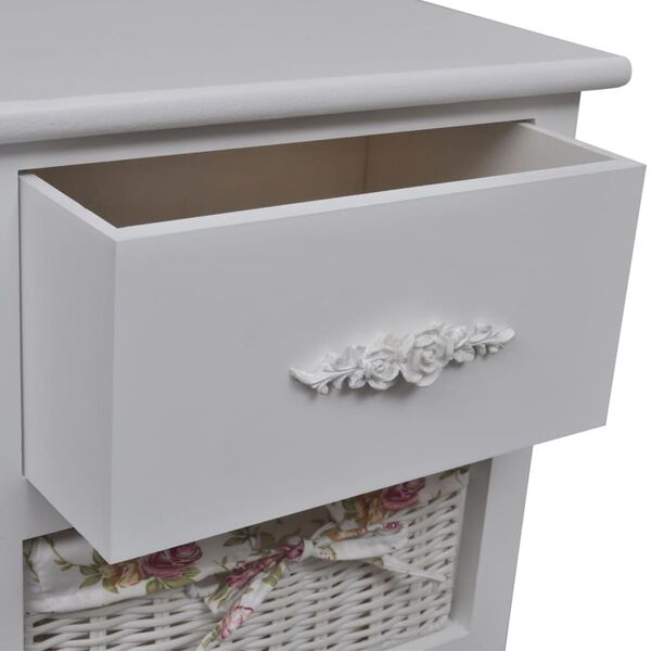 vidaXL Cabinet with 1 Drawer and 2 Baskets White Paulownia Wood