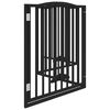vidaXL Dog Gate with Door Foldable 4 Panels Black 320 cm Poplar Wood