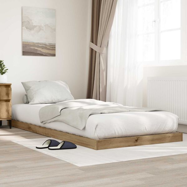 vidaXL Floor Bed Frame Artisan Oak 100 x 200 cm Engineered Wood