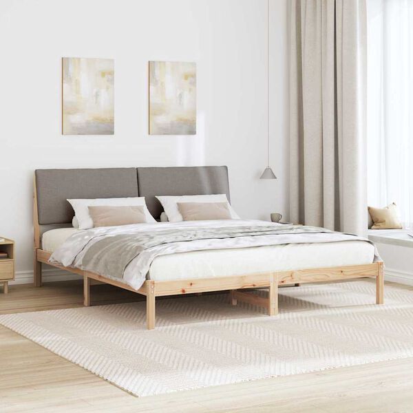 vidaXL Bed frame Brown and taupe 180 x 200 cm Solid pine wood