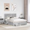 vidaXL Bed Frame with Drawer Grey Sonoma 140 x 200 cm Engineered Wood