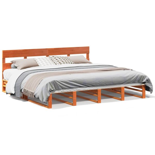 vidaXL Bed Frame without Mattress Wax Brown 200x200 cm Solid Wood Pine