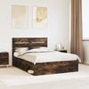 vidaXL Bed Frame Smoked Oak 140 x 200 cm Solid Pine Wood