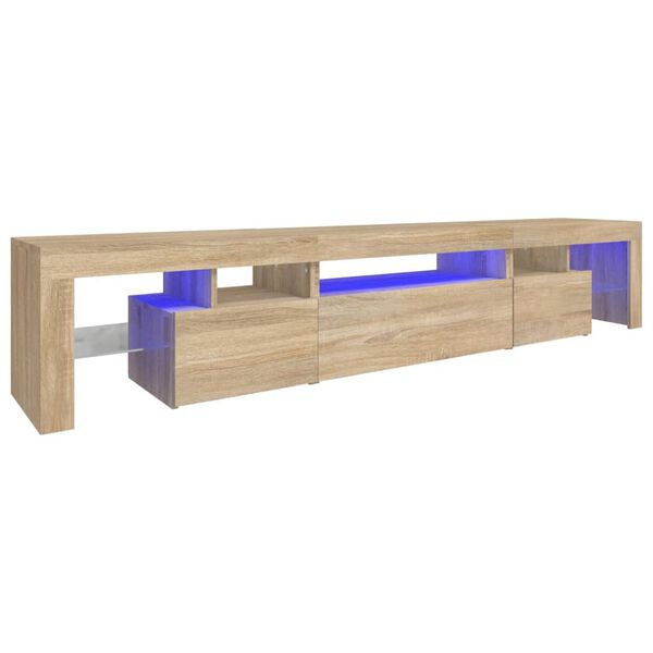 vidaXL TV Cabinet with LED Lights Sonoma Oak 215x36.5x40 cm