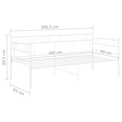 vidaXL Sofa Bed Frame White Metal 90x200 cm