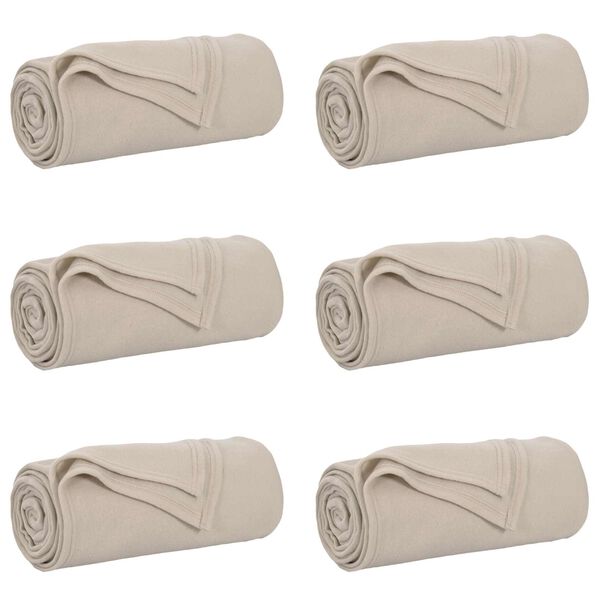 vidaXL Throw Blankets 6 pcs Beige 270 x 240 cm Fleece