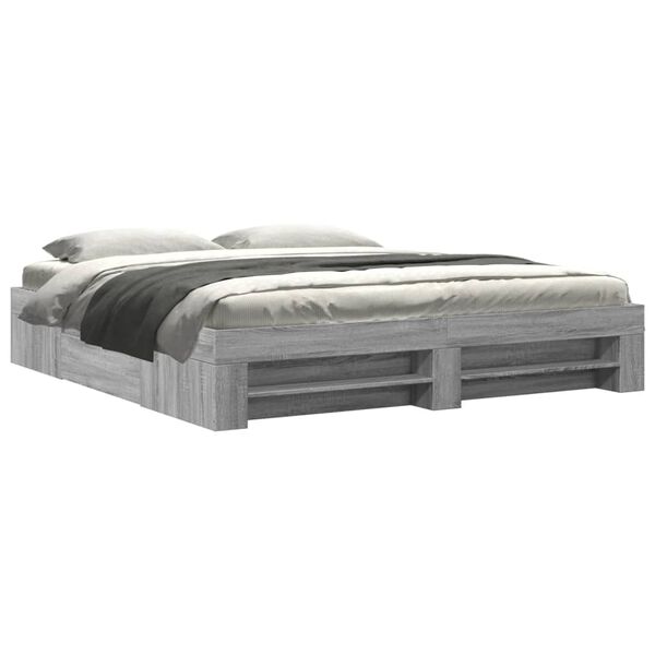 vidaXL Bed Frame without Mattress Grey Sonoma 180x200 cm Super King Engineered Wood
