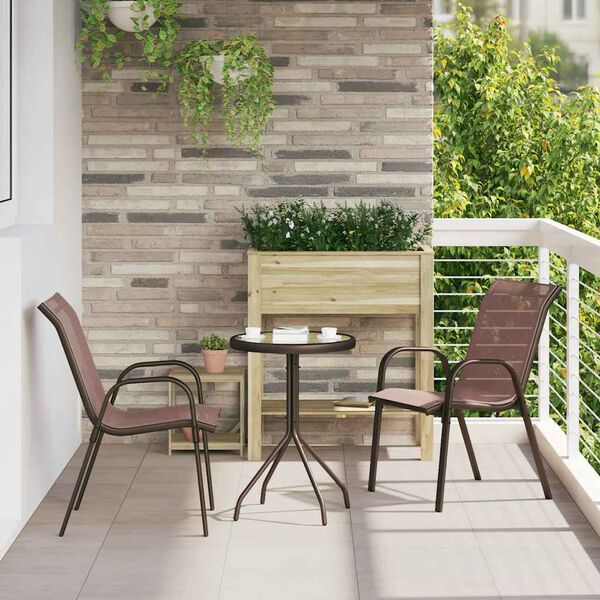 vidaXL Stackable Garden Chairs 2 pcs Brown Textilene Fabric