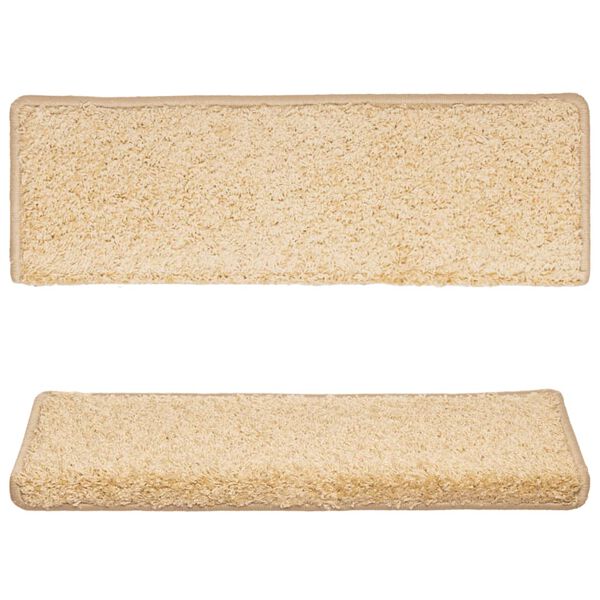 vidaXL Stair Mats 15 pcs 65x21x4 cm Cream Rectangular Edge