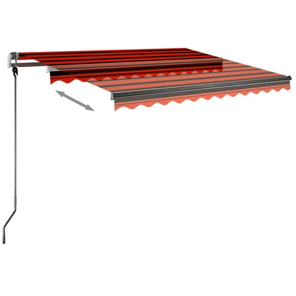 vidaXL Manual Retractable Awning with LED 350x250 cm Orange and Brown