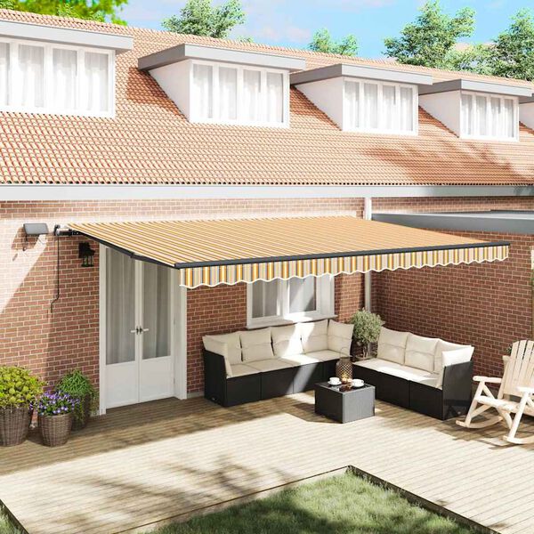 vidaXL Retractable Awning Manual Multicolour 500 x 350 cm Fabric