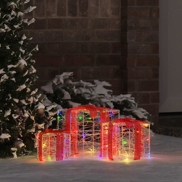 vidaXL Gift Box with 60 LEDs 3 pcs Multicolour 20 x 20 x 20 cm Acrylic