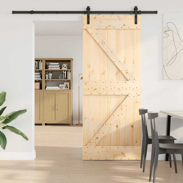 vidaXL Sliding Door with Hardware Set 85x210 cm Solid Wood Pine