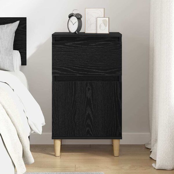 vidaXL Bedside Cabinet Black Oak 40 x 35 x 70 cm Engineered Wood