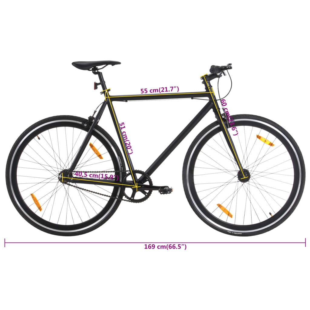 vidaXL Fixed Gear Bike Black 700c 51 cm vidaXL