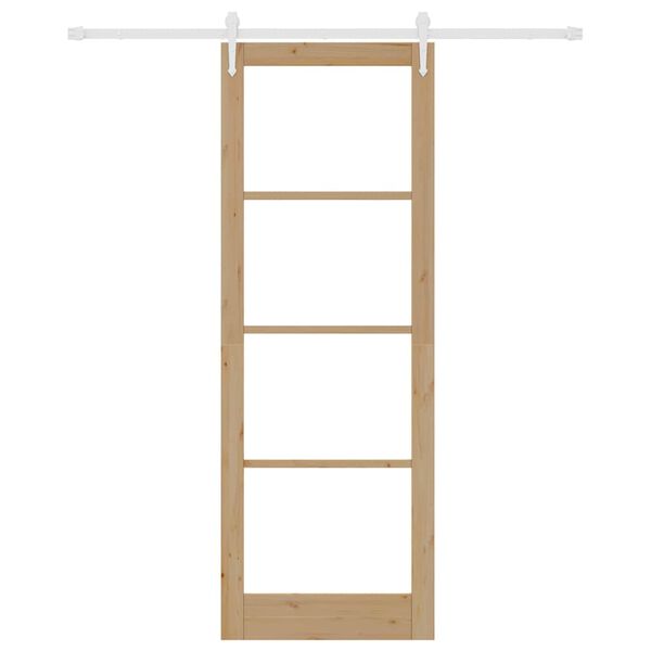 vidaXL Sliding Door Natural 83 x 232 cm Solid Pine Wood and Glass
