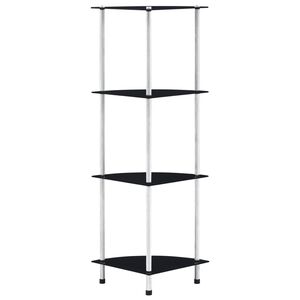 vidaXL Shelf | Black | Tempered glass, Stainless steel | 30x30x100 cm | Shelf