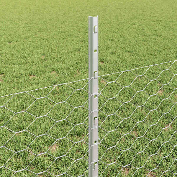 vidaXL Fence with Post Silver 0.5 x 100 m Steel