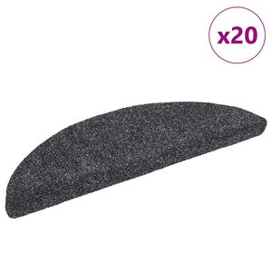 vidaXL Stair Mats Self-adhesive 20 pcs 56x17x3 cm Dark Grey Half Round