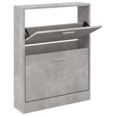 vidaXL Shoe Cabinet Concrete Grey 59x17x81 cm Engineered Wood