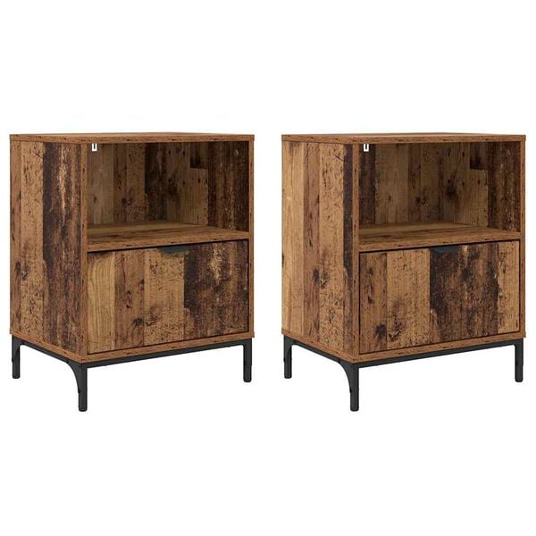vidaXL Bedside Cabinet 2 pcs Old wood 49 x 36 x 61 cm Engineered wood