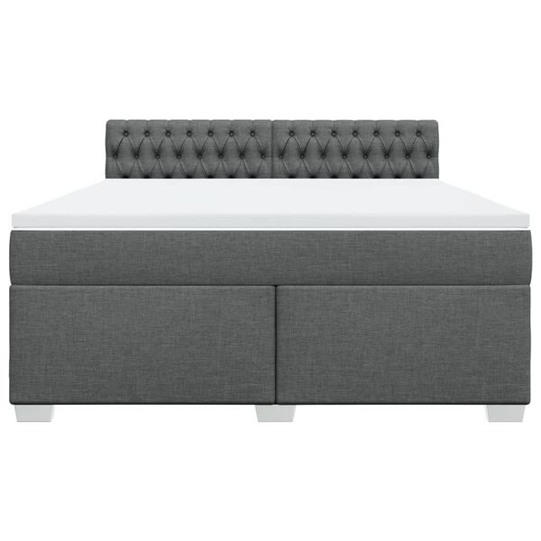 vidaXL Box Spring Bed with Mattress Dark Grey 180x200 cm Fabric