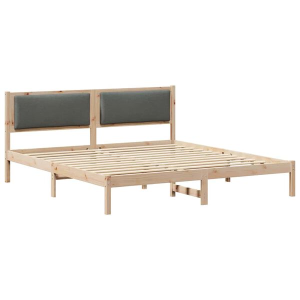 vidaXL Bed Frame with Headboard Dark Grey 200 x 200 cm Solid Pine Wood