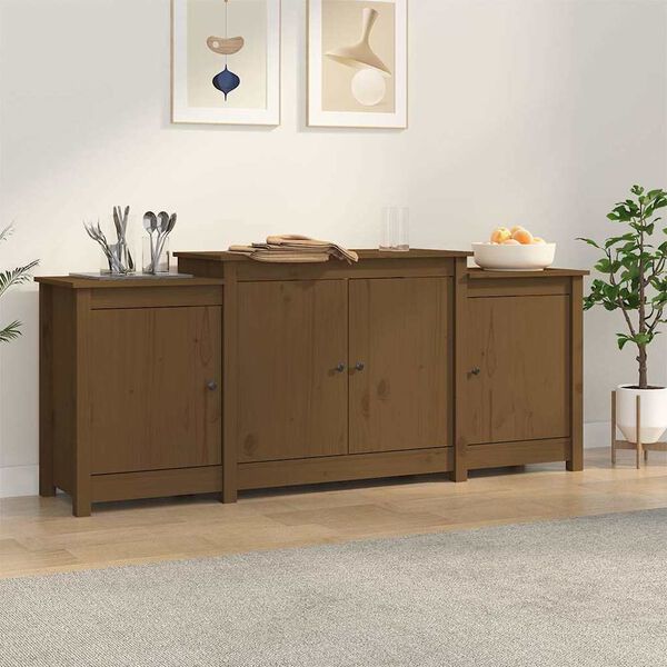 vidaXL Sideboard Honey Brown 164x37x68 cm Solid Wood Pine