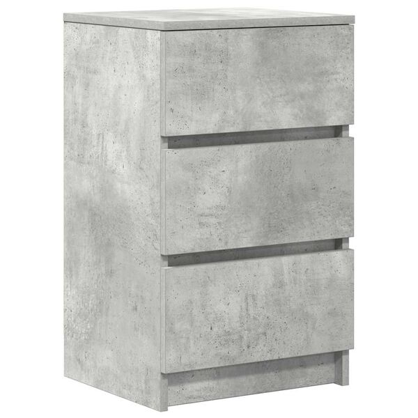 vidaXL Bedside Cabinet with 3 Drawers Concrete Grey 39x35x65 cm