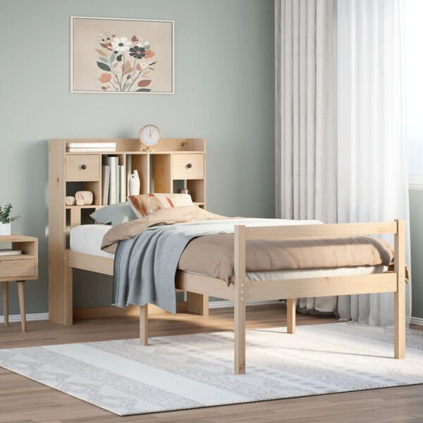 vidaXL Bookcase Bed without Mattress 90x190 cm Single Solid Wood Pine