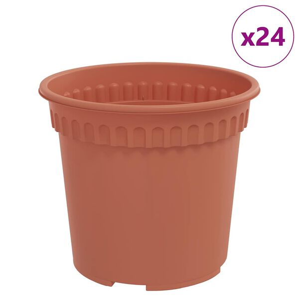 vidaXL Round Flower Pot 24 pcs Brick Red &Oslash; 15 x 12 cm Plastic